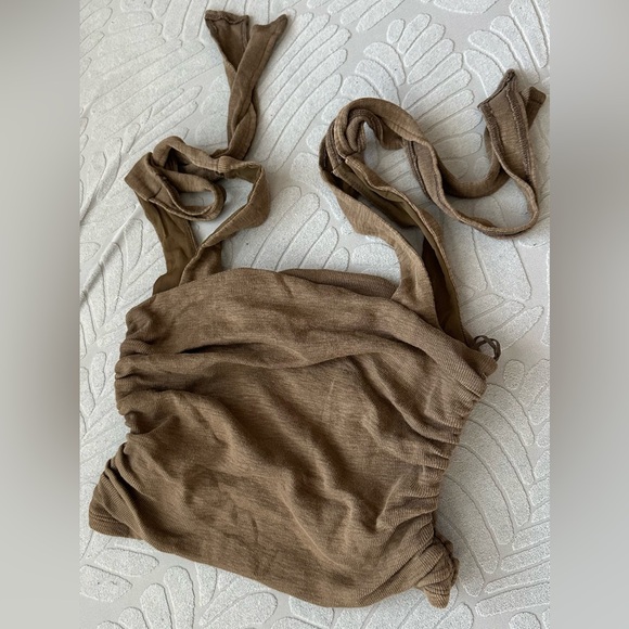 NWOT Free People Boulevard Ruched Tie Strap Tank Top in Oregano - Picture 9 of 9